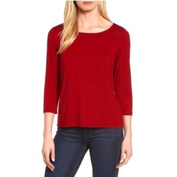 Eileen Fisher Tops - Eileen Fisher 3/4 Sleeve Ballet Neck Tee Shirt Top Sz M Gently Loved